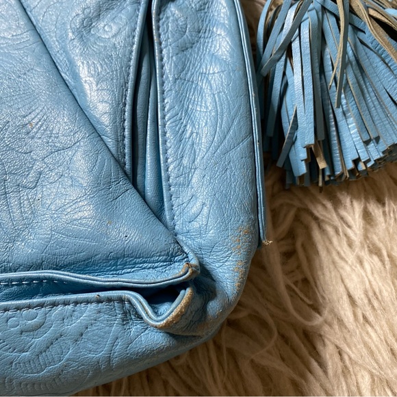 LOEWE Flamenco Sly blue  Leather Shoulder Bag - Picture 5 of 16